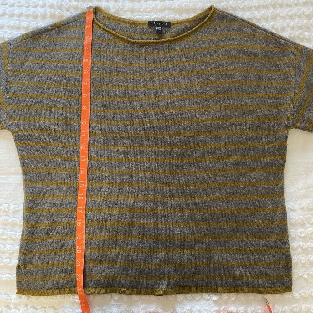 Eileen Fisher Women’s Yak & Lambswool Yellow Green & Gray Boxy Sweater Sz M - Picture 13 of 15